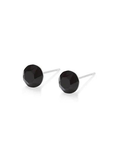 Seona Seona Aurora Austrian Crystal 6mm Stud Earrings for Women Hypoallergenic, Stainless Steel Stud Crystal Earrings, Comfortable for Sensitive Ears Premium Materials Tarnish-Free Earings, Small Stud Earrings - Jet Black