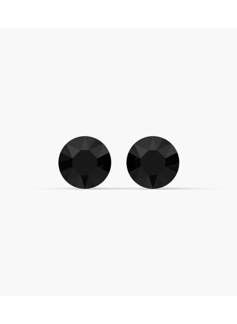 Seona  Seona Aurora Crystal Earrings for Women, Hypoallergenic Stainless Studs | Stud Earrings for Sensitive Ears, Small Lightweight Non-Tarnish Jewelry, Dual Closure Design | 6mm |Jet Black for Women | Best Price UAE