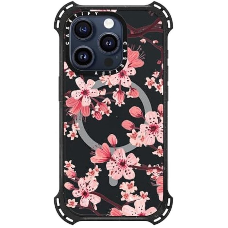 Casetify Bounce iPhone 15 Pro Case 【6X Military Grade Drop Tested / 21.3ft Drop Protection/Compatible with Magsafe】 - Watercolor Blossom - Triple Black - Image 2