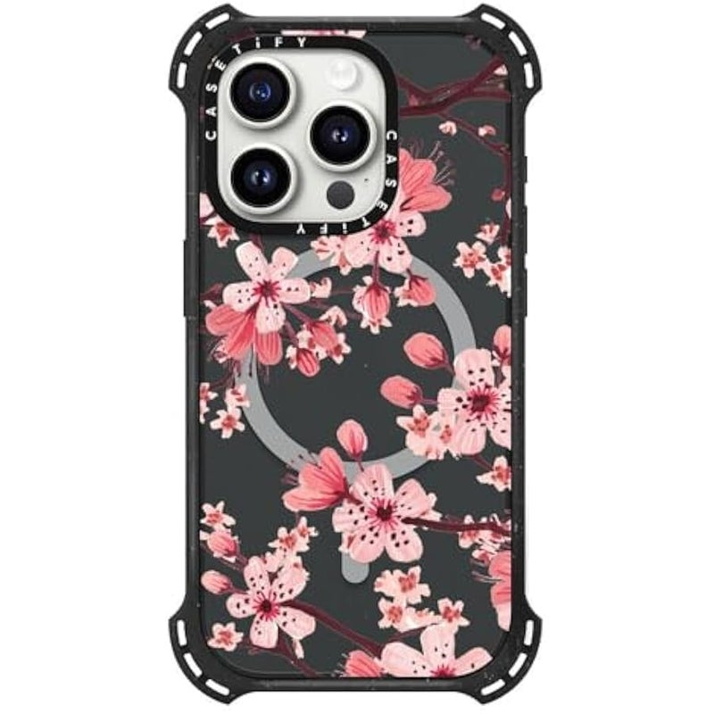 Casetify Bounce iPhone 15 Pro Case 【6X Military Grade Drop Tested / 21.3ft Drop Protection/Compatible with Magsafe】 - Watercolor Blossom - Triple Black - Image 3
