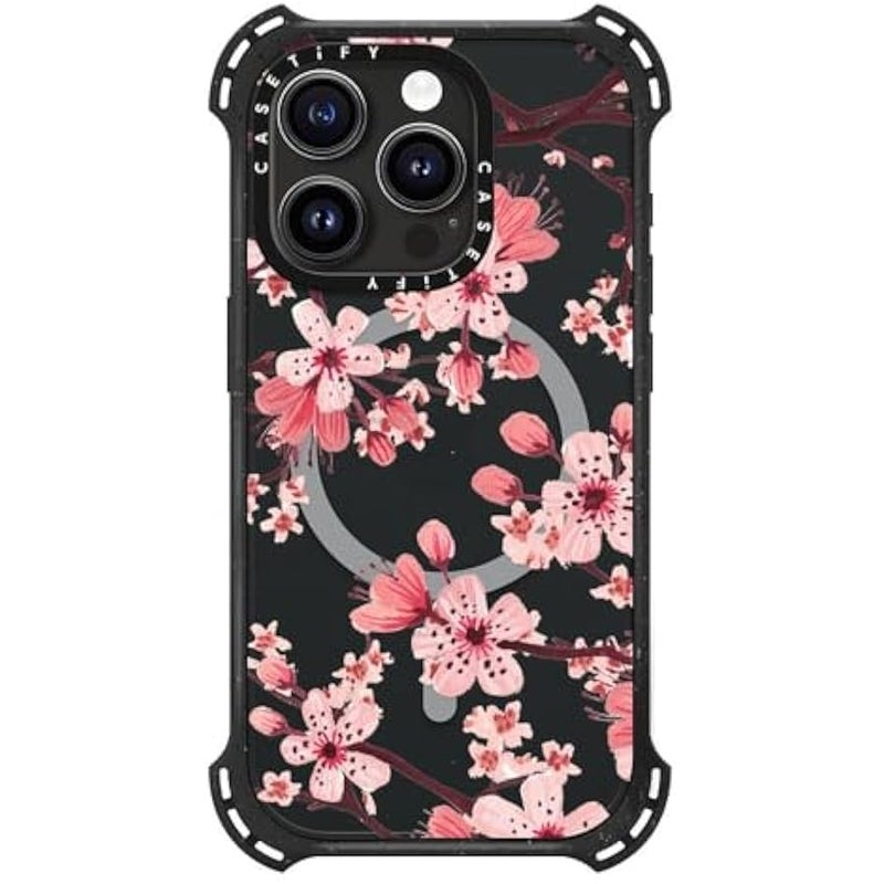 Casetify Bounce iPhone 15 Pro Case 【6X Military Grade Drop Tested / 21.3ft Drop Protection/Compatible with Magsafe】 - Watercolor Blossom - Triple Black - Image 4