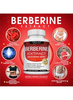 Toplux Berberine Extract 1800 Mg Berberine Hcl Complex - Premium Strength Berberine To Support Overall Wellness, For Men Women, 90 Capsules Supplement  - Image 3