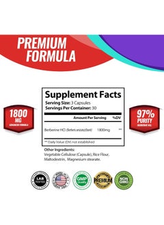 Toplux Berberine Extract 1800 Mg Berberine Hcl Complex - Premium Strength Berberine To Support Overall Wellness, For Men Women, 90 Capsules Supplement  - Image 2