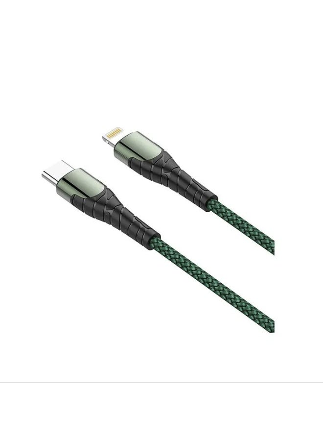 لدنيو كيبل LDNIO LC112i USB-C إلى Lightning، شحن سريع 30 واط PD، أخضر - Image 3