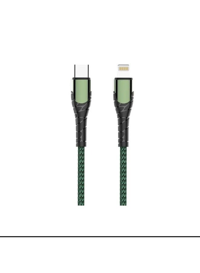 لدنيو كيبل LDNIO LC112i USB-C إلى Lightning، شحن سريع 30 واط PD، أخضر - Image 1