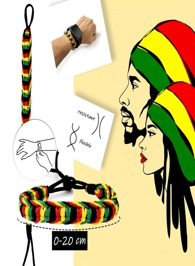 BDM - Pulsera Rasta de Hilo | Estilo Reggae Jamaica | Brazalete de la Amistad Ajustable | Accesorio Boho Hippie Unisex - Modelo 1 - Image 2