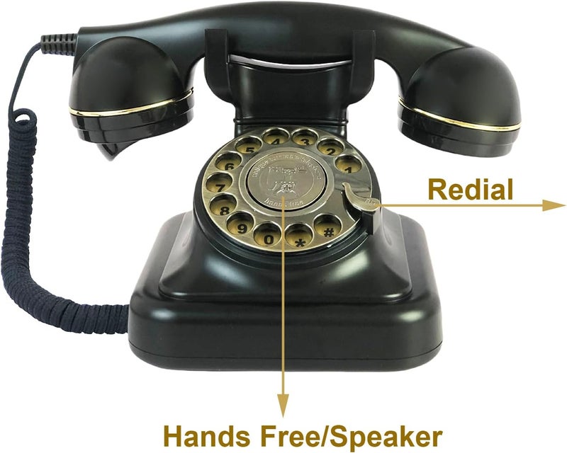TelPal Retro Telephone, Black Corded Telephone of 1930s, Vintage Landline Home Phone, Decorative Old Fashion House Phone, Wired Analog Phone for Home/Office/Hotel/School - Image 3