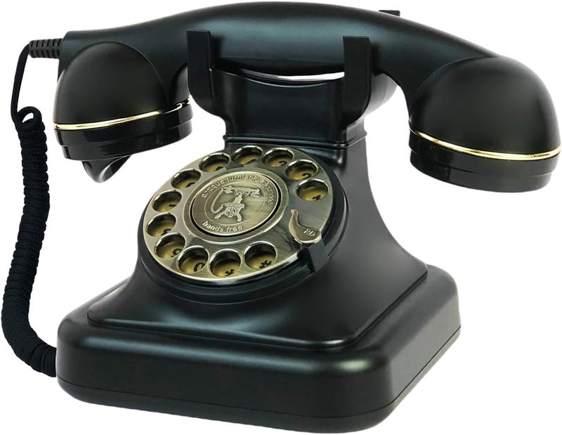 TelPal Retro Telephone, Black Corded Telephone of 1930s, Vintage Landline Home Phone, Decorative Old Fashion House Phone, Wired Analog Phone for Home/Office/Hotel/School - Image 1
