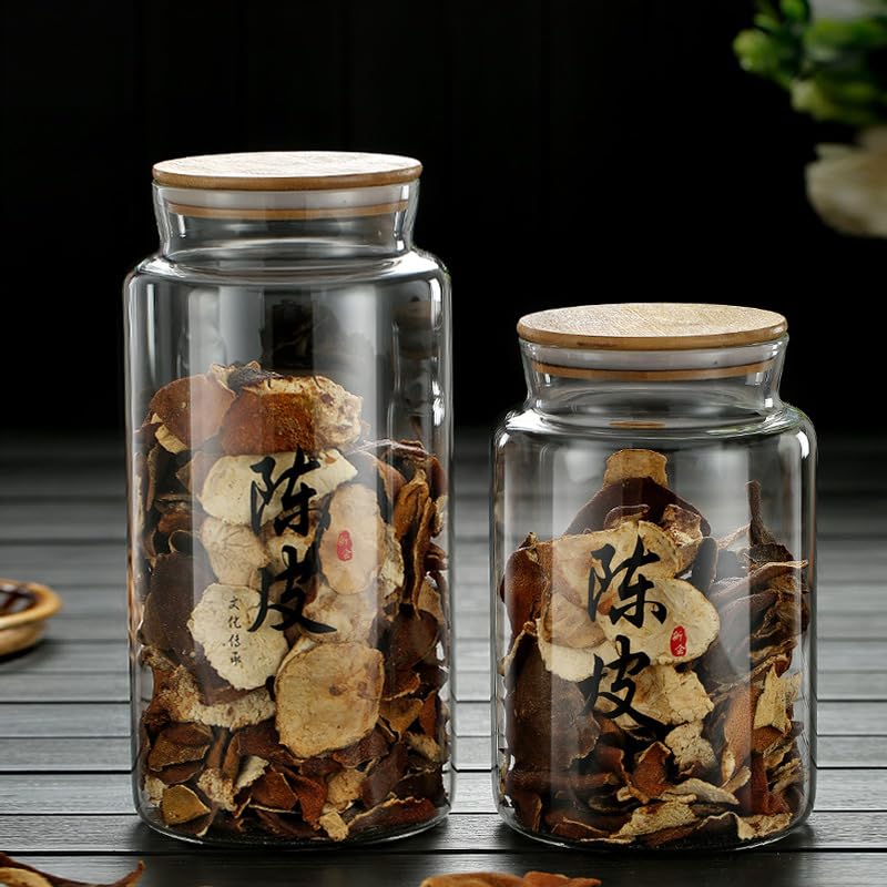 Large-capacity transparent sealed round glass storage tank with wooden lid (5500ml) - Image 2