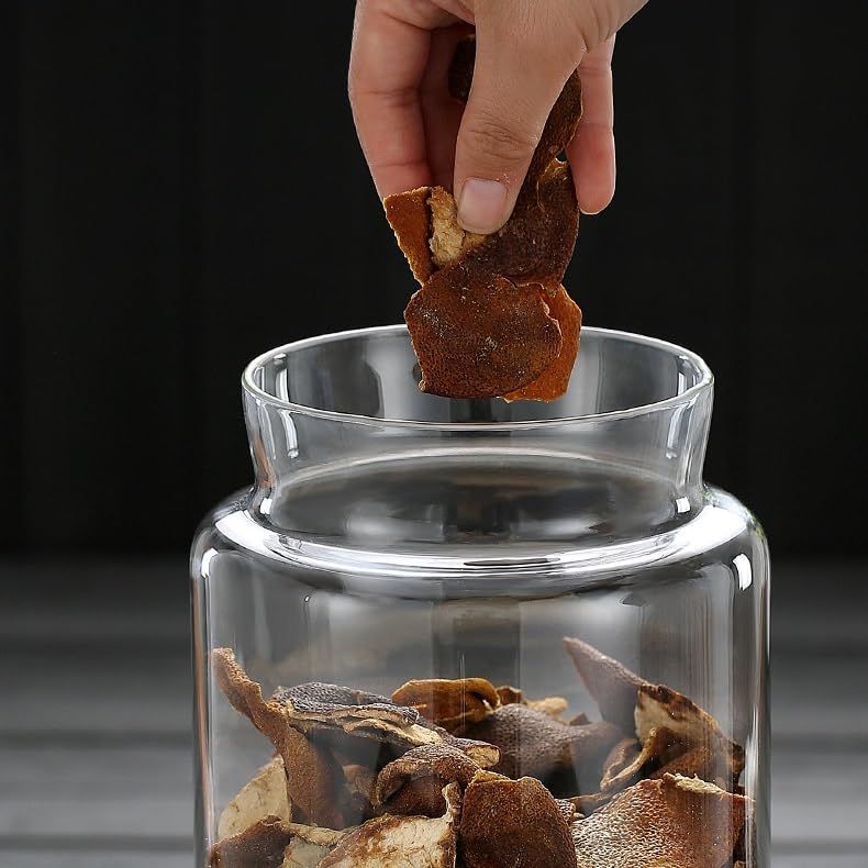 Large-capacity transparent sealed round glass storage tank with wooden lid (5500ml) - Image 5