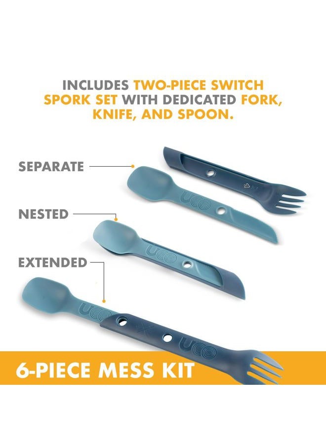 UCO 6-Piece Camping Mess Kit with Bowl, Plate, Collapsible Cup, and Switch Camping Spork - Image 4