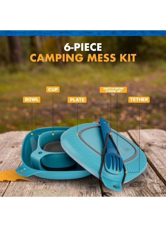 UCO 6-Piece Camping Mess Kit with Bowl, Plate, Collapsible Cup, and Switch Camping Spork - Image 2