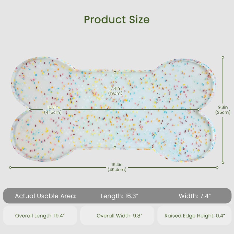 PWTAA Dog Food Mat Anti-Slip Silicone Dog Bowl Mat Thicker Pet Placemat Waterproof Cat Feeder Pad with Raised Edge Puppy Kitten Feeding Mats Suitable Small Medium-Sized Dogs Cats Eating Tray - Image 2