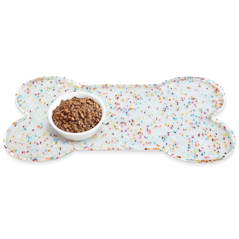 PWTAA Dog Food Mat Anti-Slip Silicone Dog Bowl Mat Thicker Pet Placemat Waterproof Cat Feeder Pad with Raised Edge Puppy Kitten Feeding Mats Suitable Small Medium-Sized Dogs Cats Eating Tray - Image 1