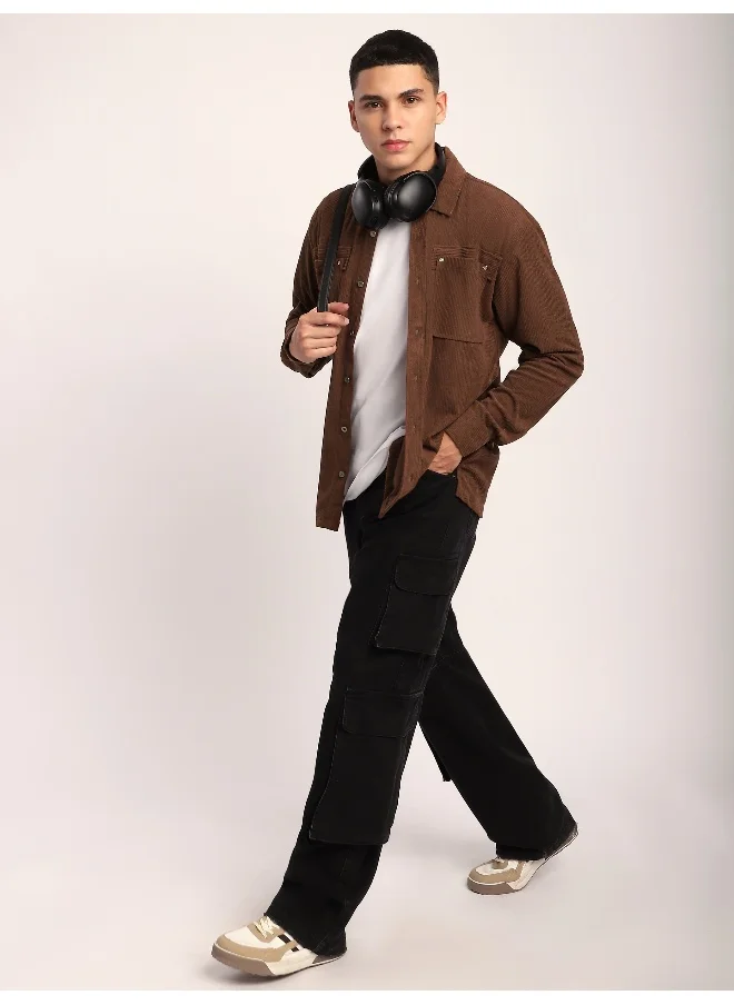 بيونغ Brown Corduroy Dual Pocket Shirt