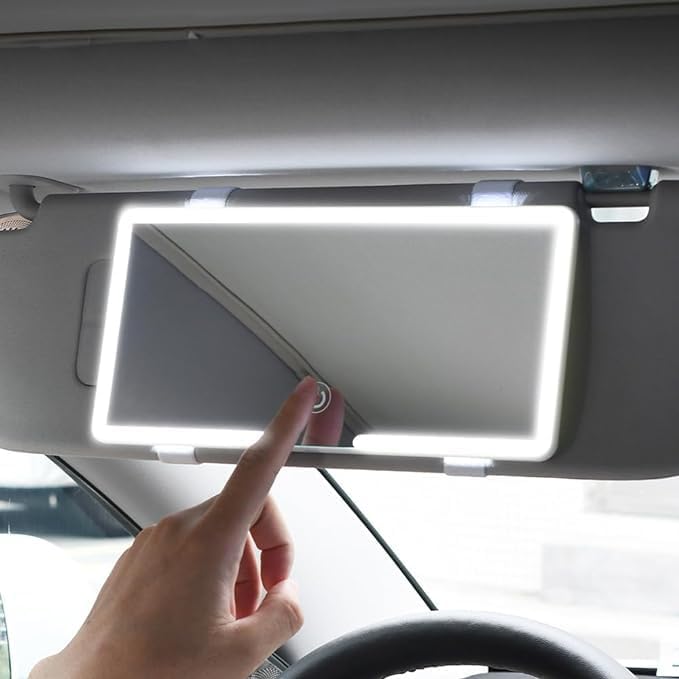 GNASTAS LED Car Vanity Mirror with Lights – Rechargeable Sun Visor Makeup Mirror, 3 Light Modes, 80 LEDs, Dimmable Touch Control, Universal Fit for All Cars (1PC, MULTICOLOR) - Image 1