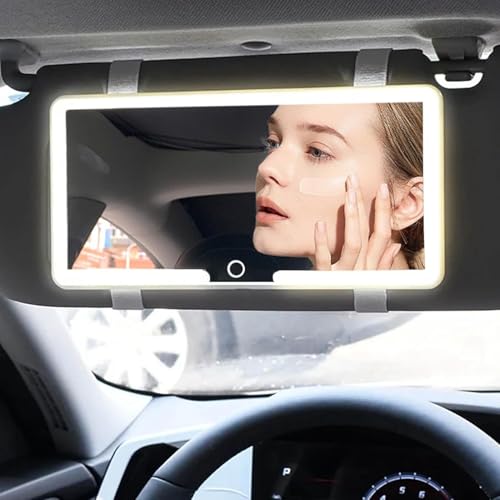 GNASTAS LED Car Vanity Mirror with Lights – Rechargeable Sun Visor Makeup Mirror, 3 Light Modes, 80 LEDs, Dimmable Touch Control, Universal Fit for All Cars (1PC, MULTICOLOR) - Image 2