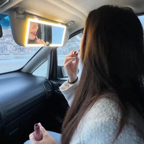 GNASTAS LED Car Vanity Mirror with Lights – Rechargeable Sun Visor Makeup Mirror, 3 Light Modes, 80 LEDs, Dimmable Touch Control, Universal Fit for All Cars (1PC, MULTICOLOR) - Image 3