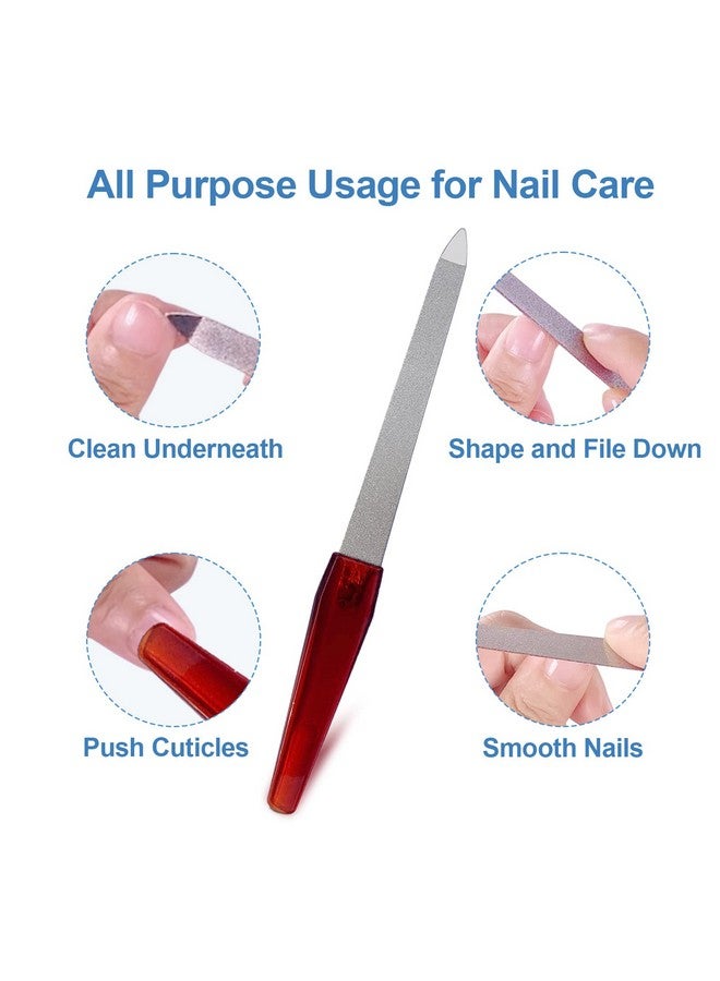 GigaGround Metal Nail File (6 Pcs), Nail Files for Natural Nails Made of Stainless Steel, Sword Fingernail Files with Sharp Pointed Tip Non Slip Handle, Diamond Finger Nail Filers for Women Sapphire Grit - Image 1