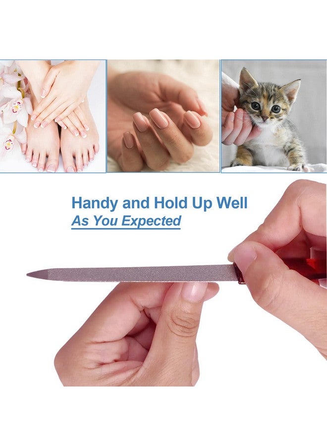 GigaGround Metal Nail File (6 Pcs), Nail Files for Natural Nails Made of Stainless Steel, Sword Fingernail Files with Sharp Pointed Tip Non Slip Handle, Diamond Finger Nail Filers for Women Sapphire Grit - Image 3