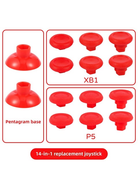 [Source Manufacturer] PS5/PS4/XB1/handle 14-in-1 Suit Universal Swing Head Replacement Rocker Button Cap-Product Color:PS4/P5 Suit/14 In 1-yellow/with Packaging