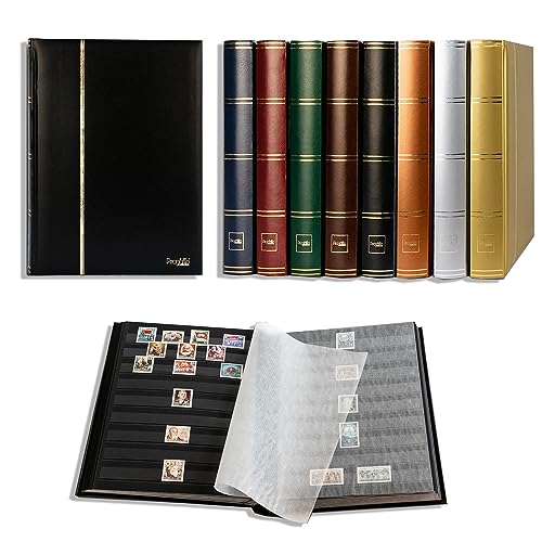 Prophila Collection Prophila Stamp Album Stockbook 60 Black Sides, Leatherette Padded Black Cover - Image 1