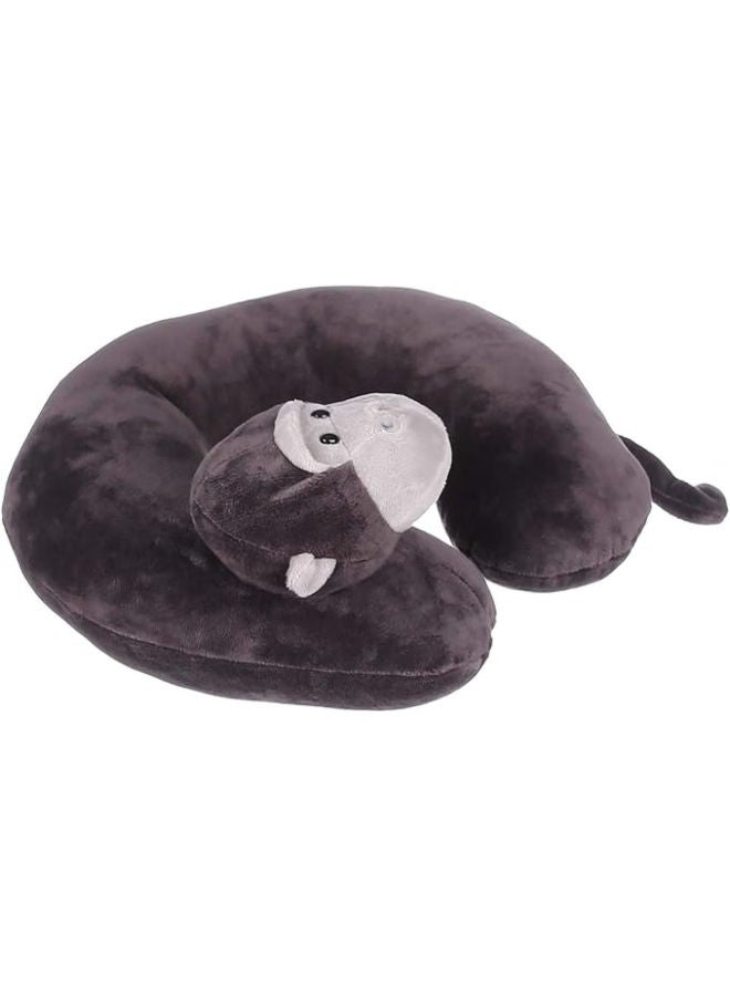 Monkey-Shaped Fiber Neck Pillow - Dark Grey - Image 1