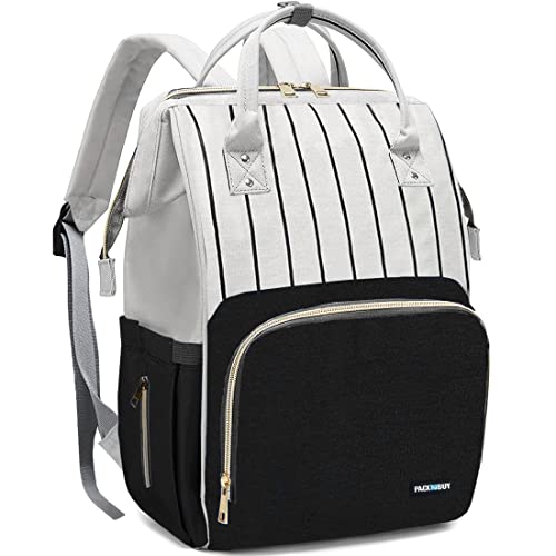 PACKNBUY Stylish Diaper Bag for Mothers for Travel, Hospital Bag for Delivery Women, Maternity Bag with Insulated Bottle Pockets, Spacious and Water Resistant Baby Diaper Bag (Black) - Image 1