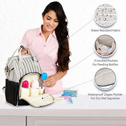 PACKNBUY Stylish Diaper Bag for Mothers for Travel, Hospital Bag for Delivery Women, Maternity Bag with Insulated Bottle Pockets, Spacious and Water Resistant Baby Diaper Bag (Black) - Image 2