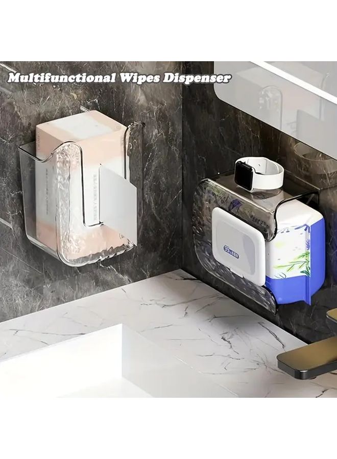 Transparent White Wall Mounted Wet Wipe Dispenser Refillable Bathroom Kitchen Organizer - Image 5