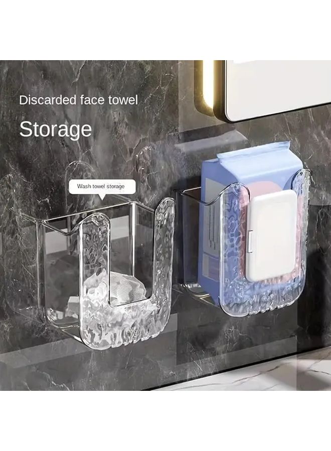 Transparent White Wall Mounted Wet Wipe Dispenser Refillable Bathroom Kitchen Organizer - Image 4