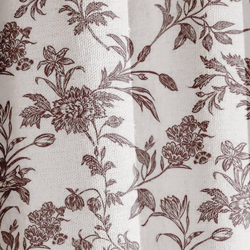 WOUVMA Brown Shower Curtain Floral Cotton Linen Cottagecore Shower Curtain for Bathroom 72" W x 72" L Boho Farmhouse - Image 4