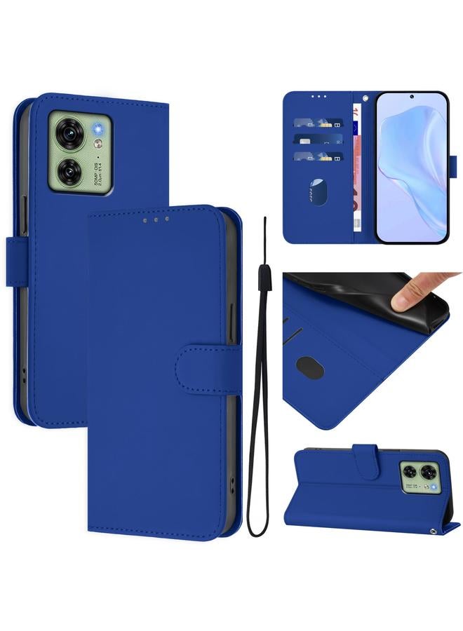 S-TOP Case For Motorola Edge 40 5G Global Skin Feel Solid Color Leather Phone Case with Lanyard - Image 1