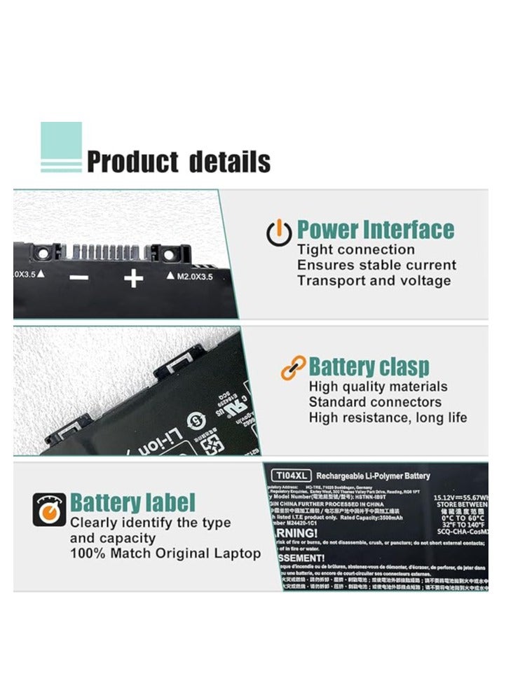 Terabyte Replacement TI04XL Laptop Battery for HP Envy 17-ch 17m-ch 17-cr 17-ch0000 17-ch1000 17-cr0000 17-cr1000 17t-ch000 17t-ch100 17t-cr000 17t-cr1000 17-ch0085ng 17-ch1010nl 17-ch1000sl 17-cr0075ng - Image 3