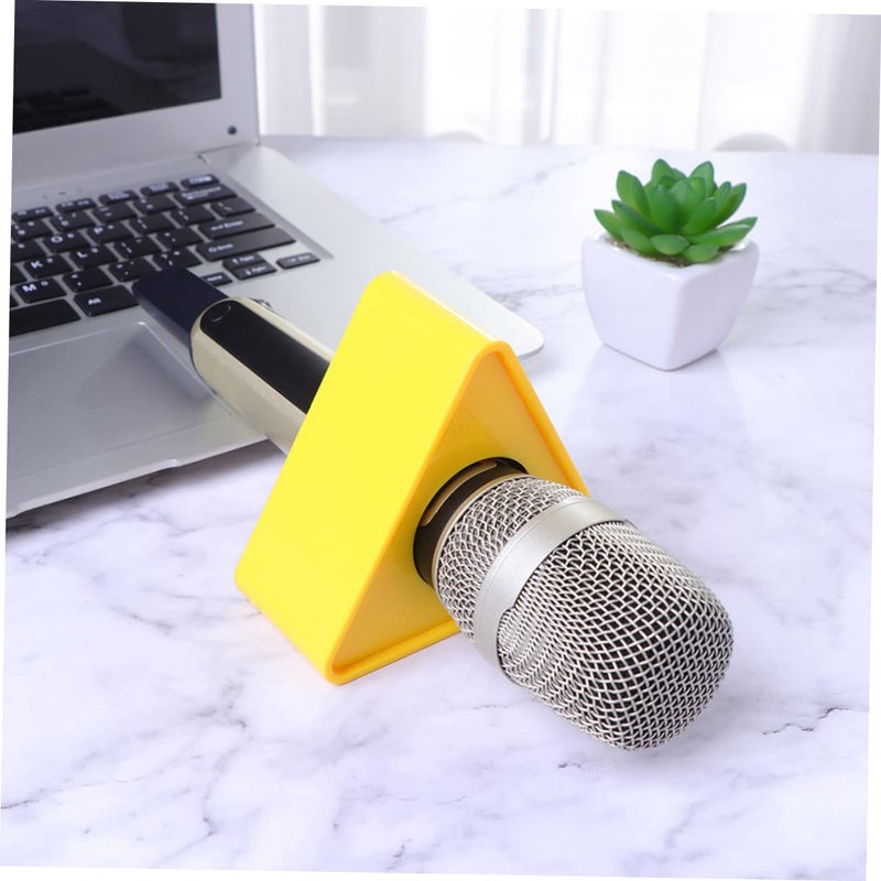 2 Pack Yellow Triangle Microphone Flag 9 8X8 9cm Interview Mic Logo for Stickers Engraving - Image 3