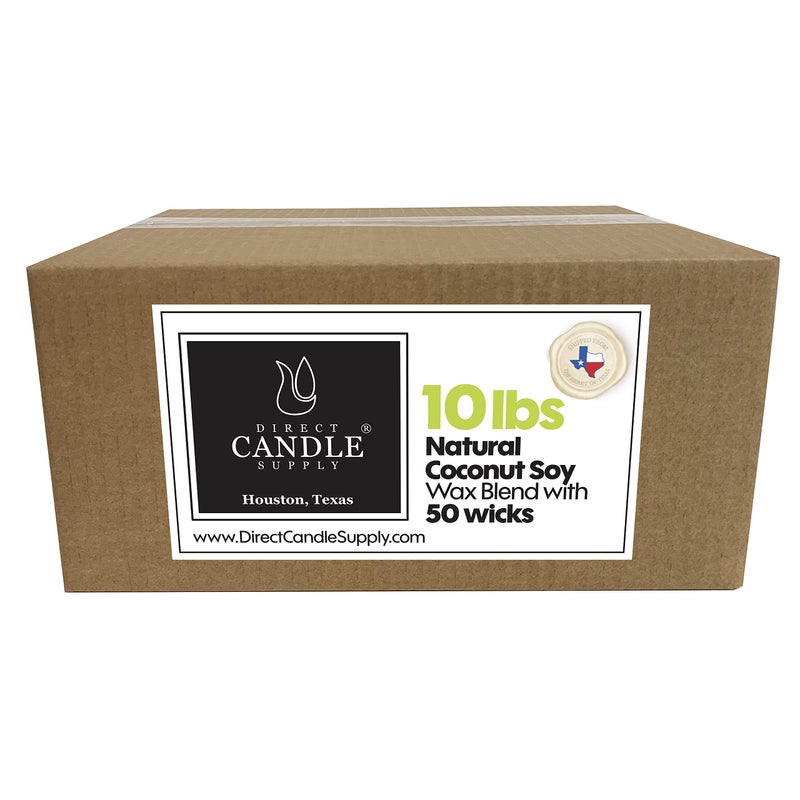 Direct Candle Supply  Coconut Soy Wax Blend for Candle Making  10 lb Creamy Blend for High Load Fragrance Formulation  50 5Inch preWaxed GermanAmerican Wicks 10lb  50 Wicks