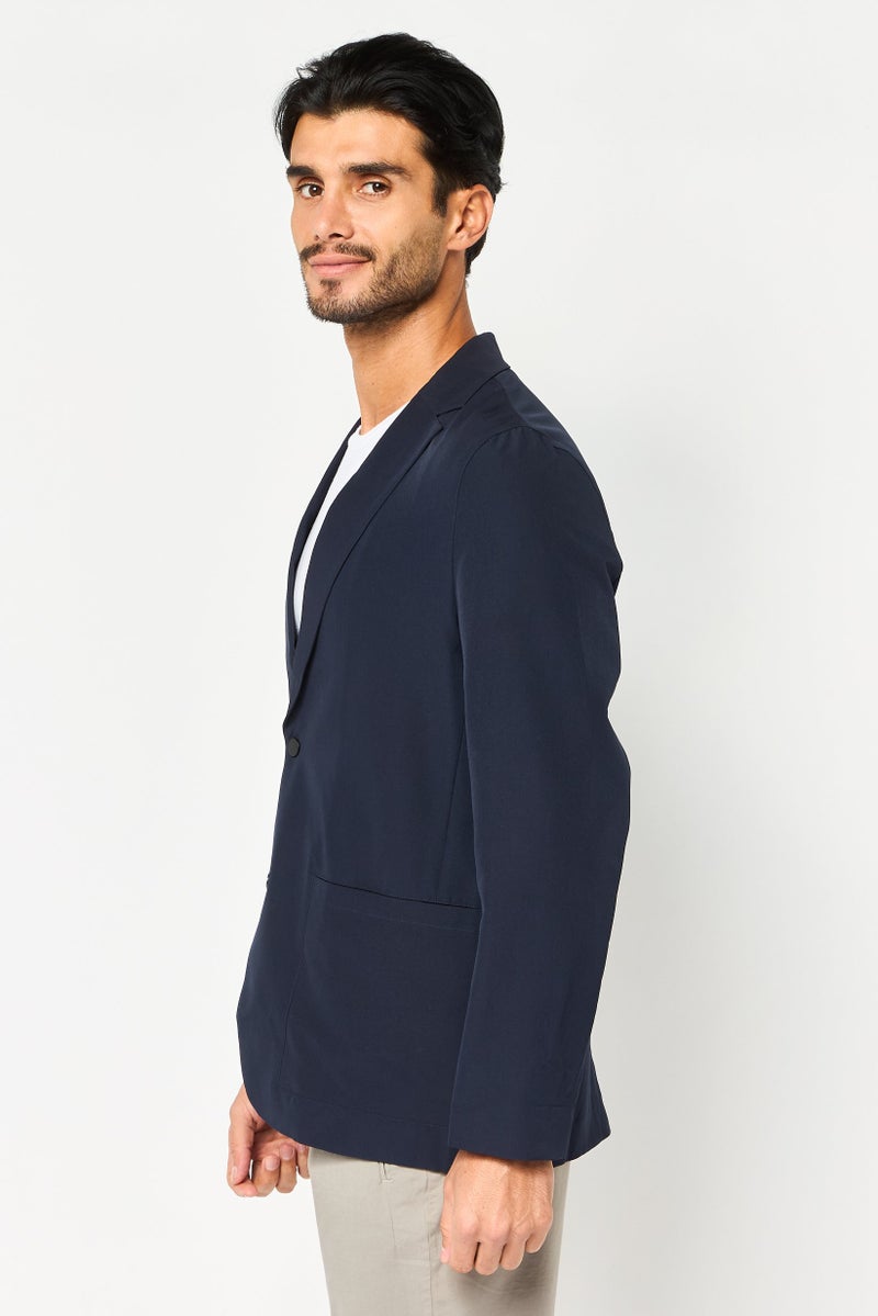 SELECTED Men Regular Fit Solid Long Sleeve Casual Blazer, Navy - Image 4