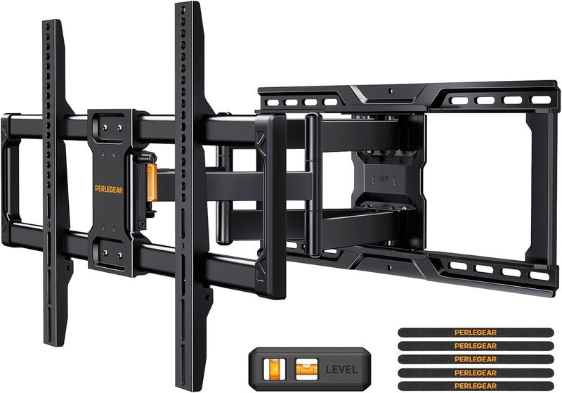 Perlegear UL-Listed Full Motion TV Wall Mount for 42â€“90 Inch TVs up to 150 lbs, Pre-Assembled TV Mount with Tool-Free Tilt, Swivel, Extension, Max VESA 600 x 400mm, 12â€³/16â€³/18â€³/24â€³ Wood Studs, PGLF16 - Image 1