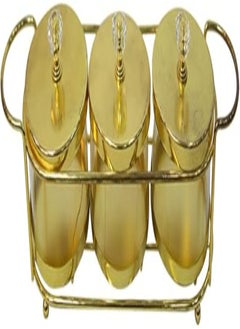 Generic Generic Glass Spice Set with Gold Metal Holder and Crystal Mask 3-Pieces Set, Multicolor 
