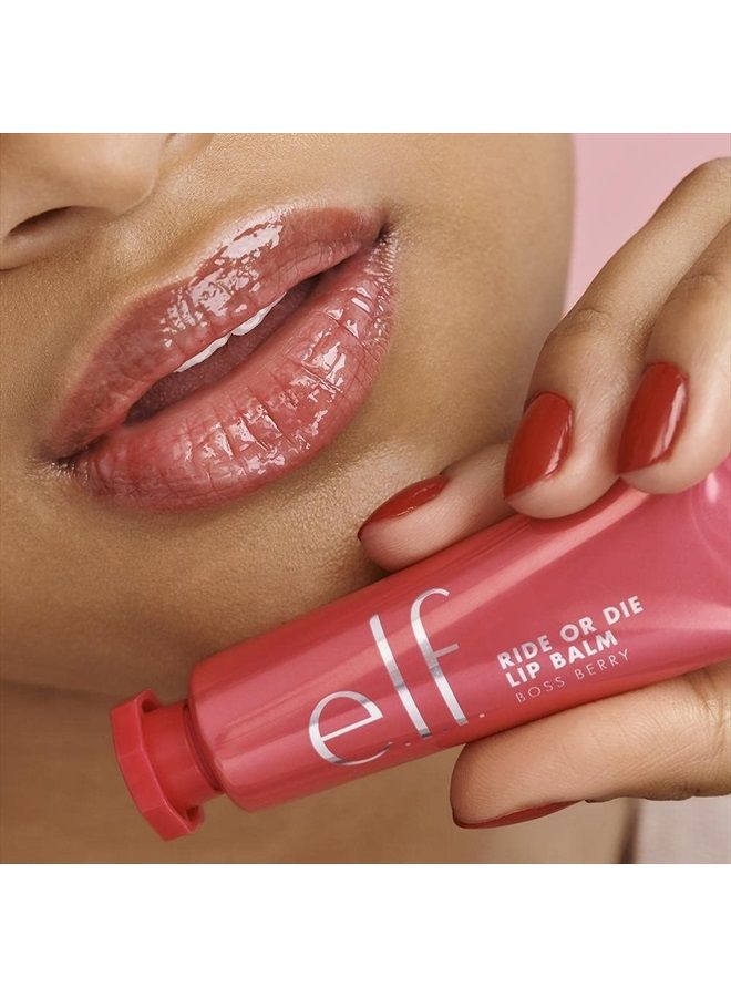 elf بلسم الشفاه رايد أو داي، بلسم شفاه ملون مرطب للغاية، مدعوم بزيت الجوجوبا، لمسة شفافة، توت البوس، 0.42 أونصة (12 جرام) - Image 5
