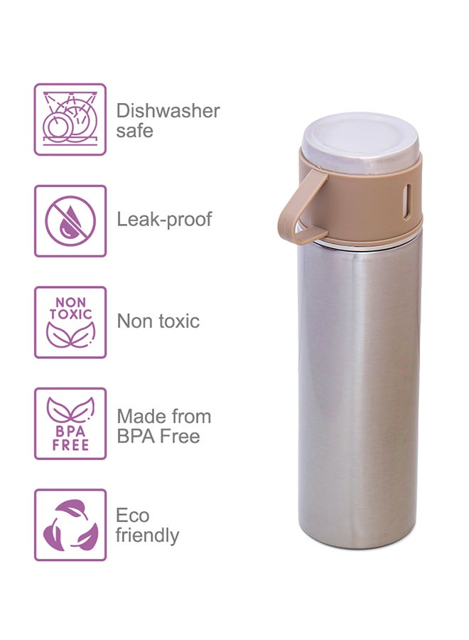 HYDROBREW Double Wall Insulated Tumbler Vacuum Flask With 2 X 150 ML Cup - Ivory - Image 4
