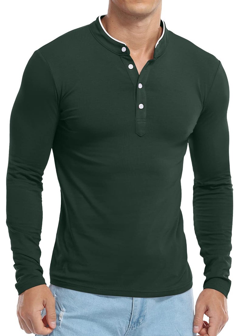 KUYIGO Men's Long Sleeve Polo Shirts Casual Military Golf St Patrick's Day Collared Shirt Forest Green Small - Image 4