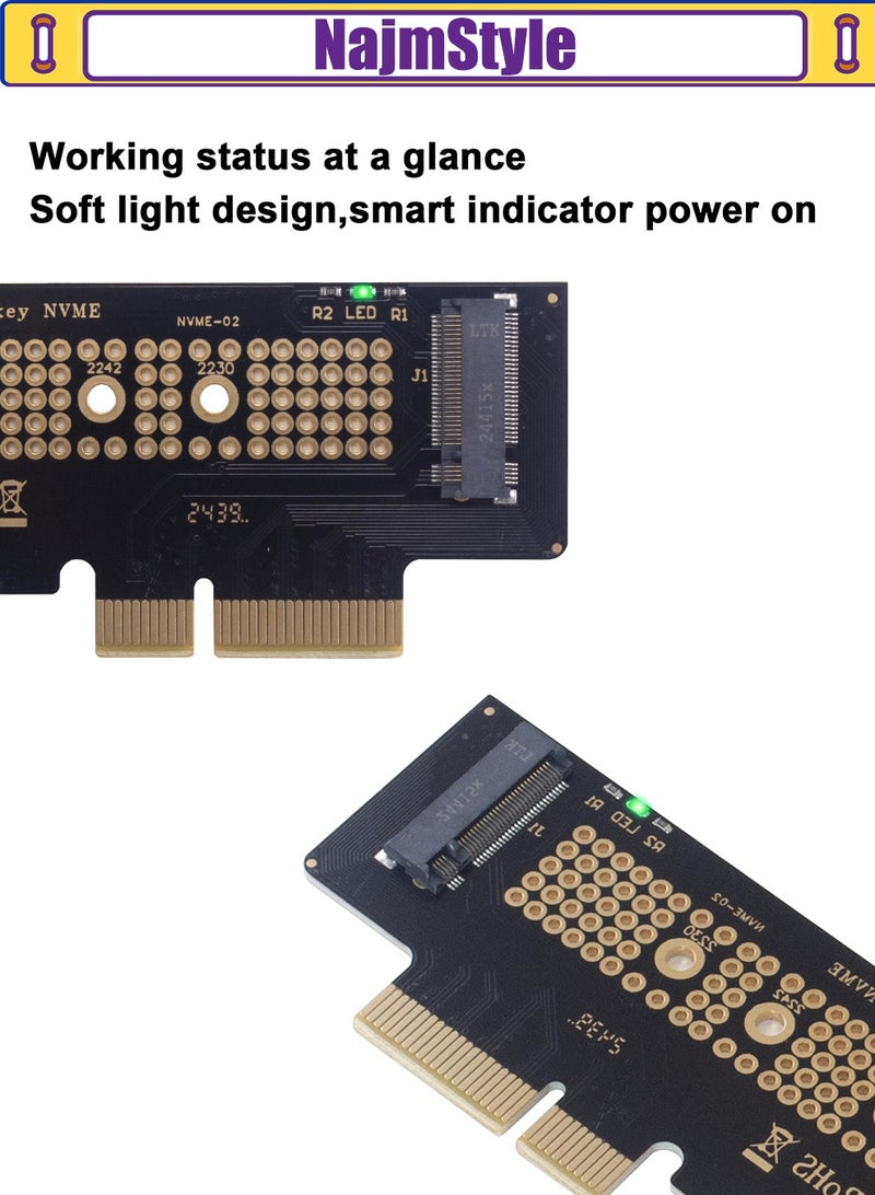 NajmStyle M.2 NVME to PCIe 3.0/4.0 x4 Adapter, M.2 NVME to PCIe 3.0/4.0 x4 Adapter for Supports The 230/2242/2260/2280 SSD of The M.2 NVME Protocol - Image 3