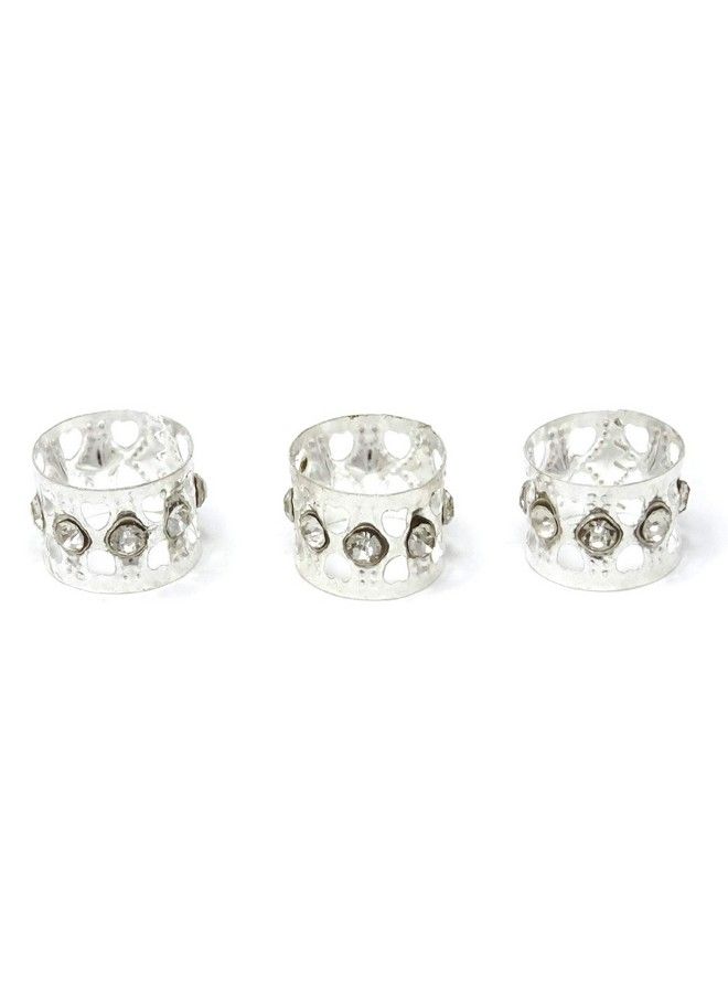 HONBAY 20Pcs Silver Rhinestone Hair Rings Dreadlocks Beads Braid Hair Cuffs Braiding Hair Jewelry - Image 4