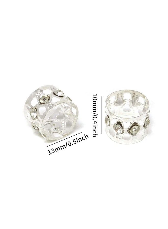 HONBAY 20Pcs Silver Rhinestone Hair Rings Dreadlocks Beads Braid Hair Cuffs Braiding Hair Jewelry - Image 3