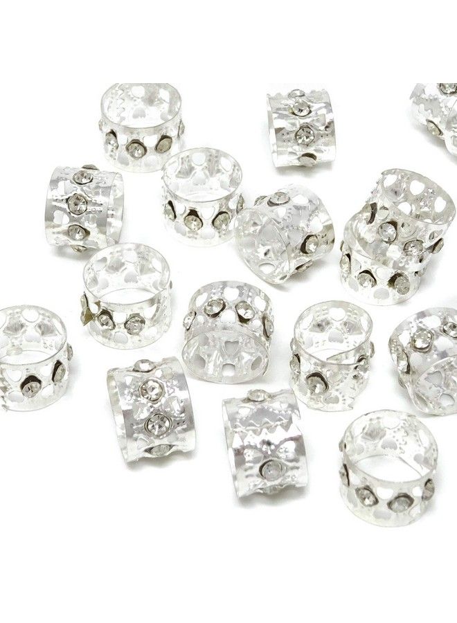 HONBAY 20Pcs Silver Rhinestone Hair Rings Dreadlocks Beads Braid Hair Cuffs Braiding Hair Jewelry - Image 5