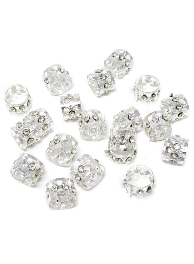 HONBAY 20Pcs Silver Rhinestone Hair Rings Dreadlocks Beads Braid Hair Cuffs Braiding Hair Jewelry - Image 2