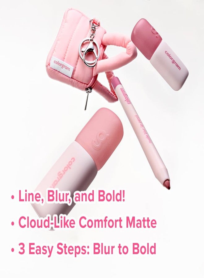 COLORGRAM NUDE BLUR TINT LIP TRIO KIT 01 COOL KIT | K-Beauty Makeup | Soft Matte Lip Stain | Powdery Finish | 2-in-1 Lip & Cheek | Lightweight & Buildable - Image 3