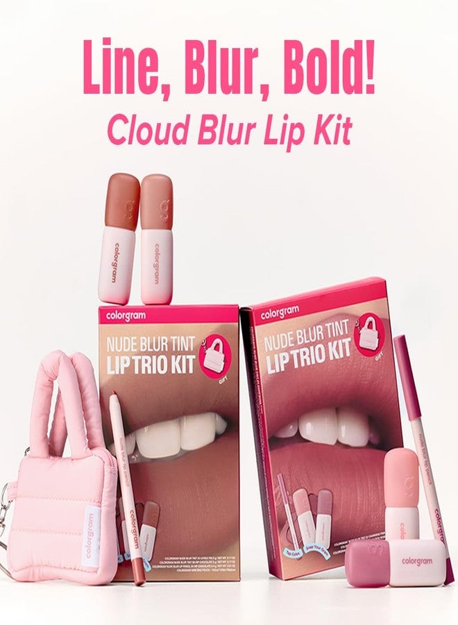 COLORGRAM NUDE BLUR TINT LIP TRIO KIT 01 COOL KIT | K-Beauty Makeup | Soft Matte Lip Stain | Powdery Finish | 2-in-1 Lip & Cheek | Lightweight & Buildable - Image 2