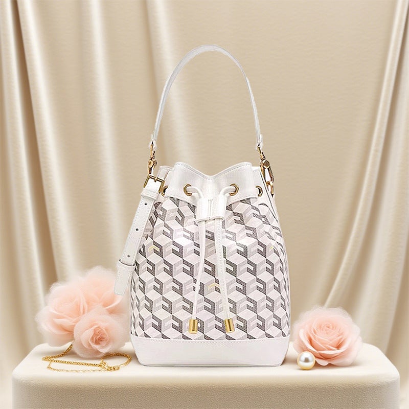 Bucket Bag, Presbyopic Retro Niche Design, Fashionable One-Shoulder Hand-Carrying Cross-Body Large-Capacity Bag, Versatile Handbag For Commuting - Image 3
